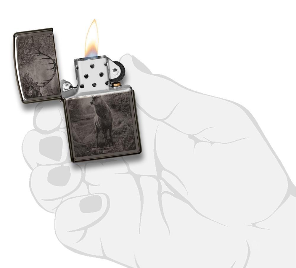 Zippo Deer Design Black Ice Pocket Lighter Zippo